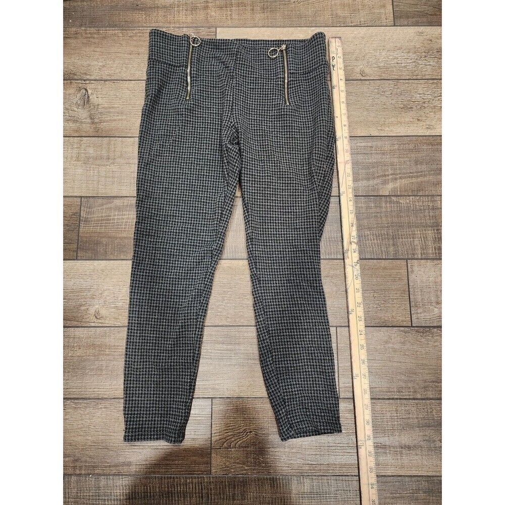 Ann Taylor Women’s Size Medium Grey Black Houndstooth Double Front Zippers